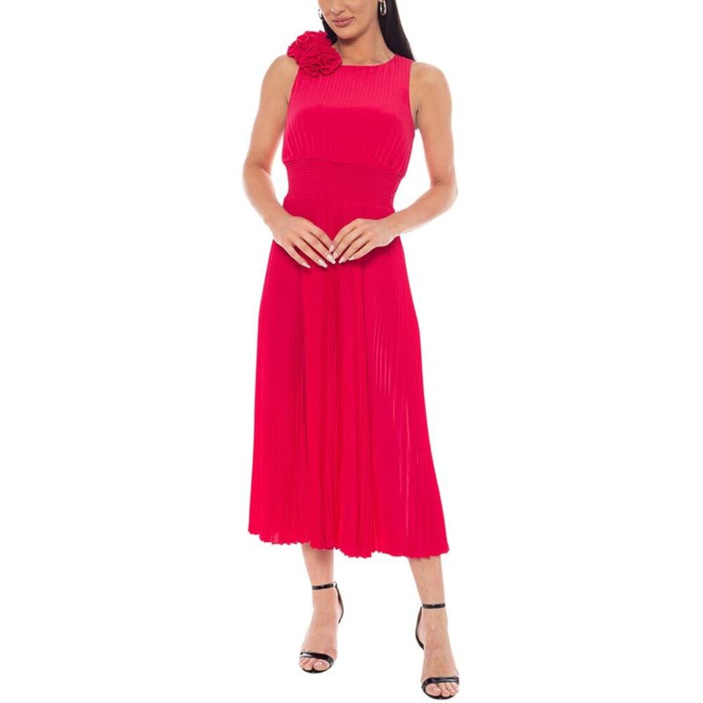 Oleg Cassini Womens  Midi Dress, Red